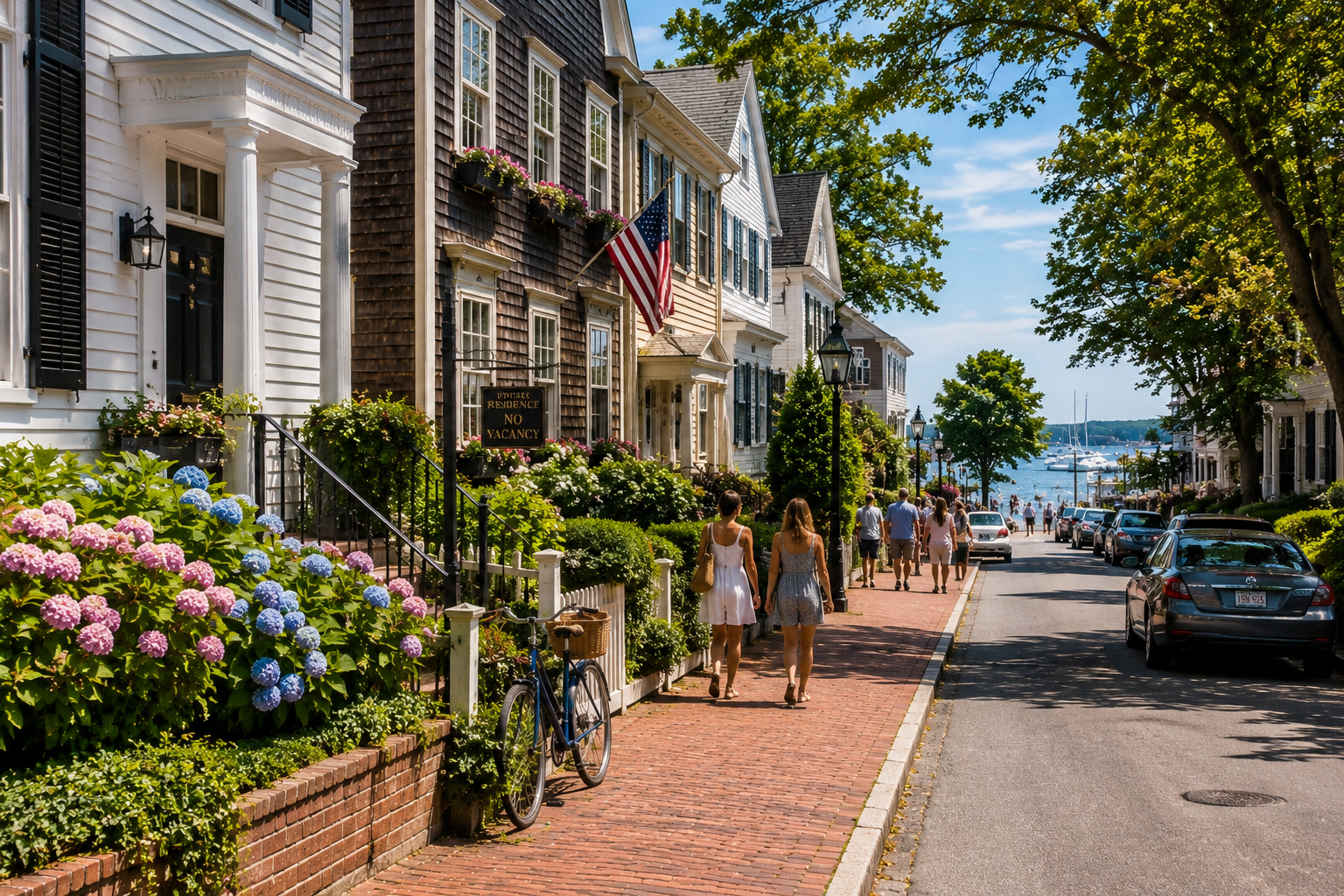 Lower Thames Street in Newport RI near the harbor